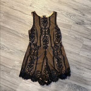 Black and Brown Lace Romper